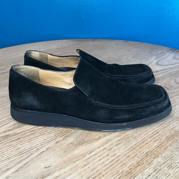Vintage Gianni Versace Black Suede Loafers 90s Old Money Quiet Luxury Size 41